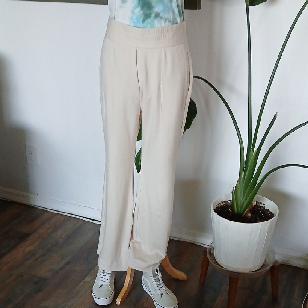 Fabletics Cream Wide Leg Women's French Terry Pants